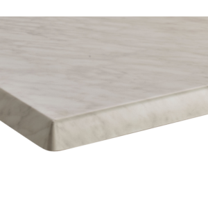 Werzalit table top with Marble Finish corner detail