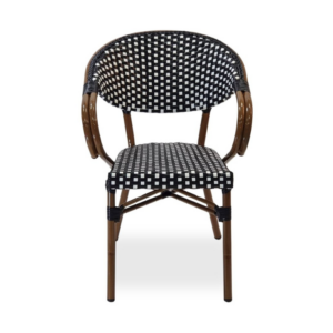Front facing view of the black and white Moritz Bistro Chair