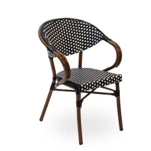 Side angle view of the Black and White Moritz Bistro Chair
