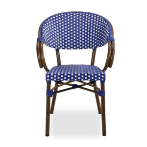Front facing view of the Blue and white Moritz Bistro Chair