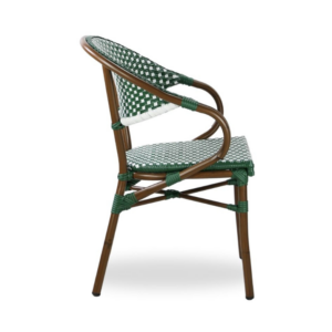 Side profile of the Green and White Moritz Bistro Chair