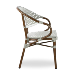Side profile of the Grey and White Moritz Bistro Armchair