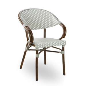 Front facing view of the Grey and white Moritz Bistro Chair
