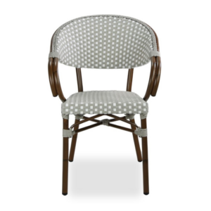Front facing view of the Grey and white Moritz Bistro Chair