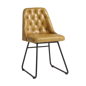 Senator Side chair in vintage gold real leather front profile image