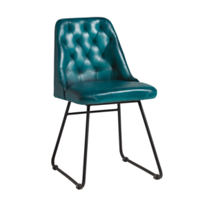 Senator Side chair in vintage teal real leather front facing profile image