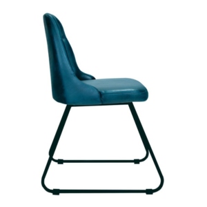 Senator Side chair in vintage teal real leather side facing profile image
