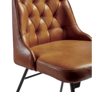 Senator Side chair in vintage brown real leather front facing profile image