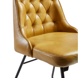 Senator Side chair in vintage gold real leather front detail profile image