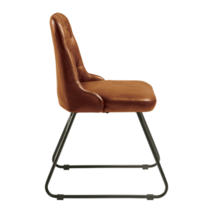 Senator Side chair in vintage brown real leather side profile image