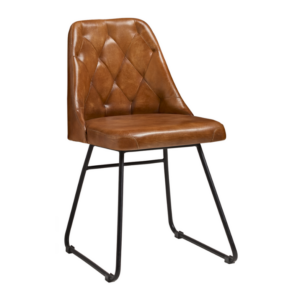 Senator Side chair in vintage brown real leather front profile image