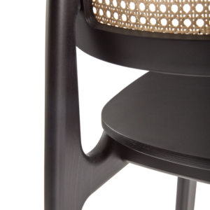 Detail image of the Cane Back Side Chair, in black, showing the cane detail