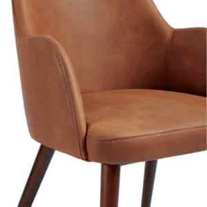 Samson Side Chair in Tan Faux Leather - detail close up image