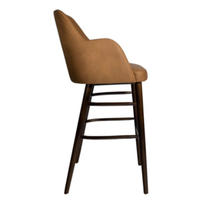 Samson Bar Chair in Tan Faux Leather - side profile image