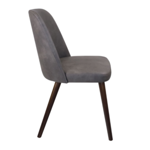 Samson Side Chair in Grey Faux Leather - side profile view
