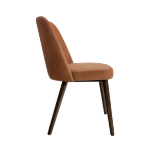 Samson Side Chair in Tan Faux Leather - side profile image