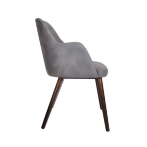 Samson arm Chair in Grey Faux Leather - side profile image