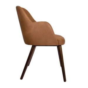Samson arm Chair in tan Faux Leather - side profile image