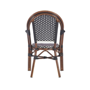 image of the rear bamboo arm chair inblack and cream weave