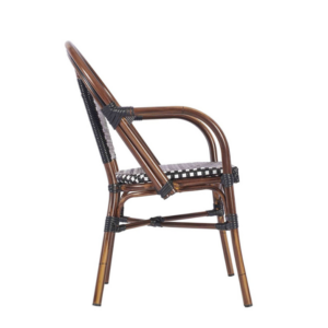 side profile image of the black and cream Moritz Bistro Armchair