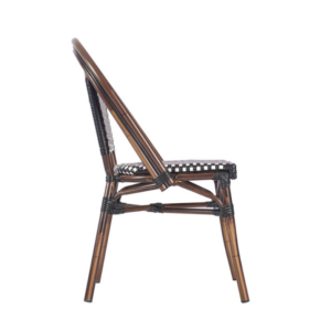 side profile image of the bamboo side chair in Black and cream
