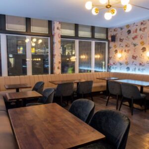 lighter seating and chairs in a pub