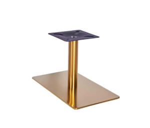Singlke column rectangular coffee table base in brass
