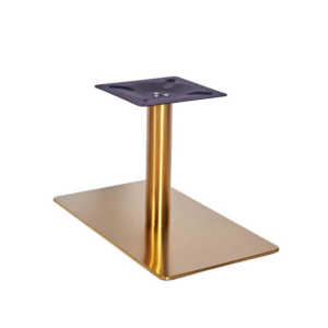 Singlke column rectangular coffee table base in brass