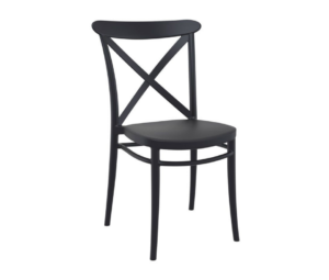 Cross back side chair in Grey - Frontal profile