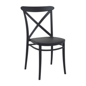 Cross back side chair in Grey - Frontal profile