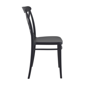 Cross back side chair in Grey - Side profile
