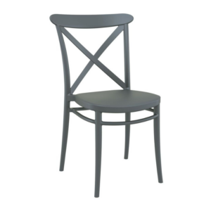 Cross back side chair in Grey - Frontal profile