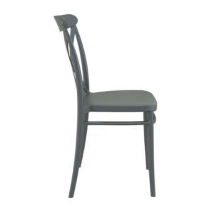 Cross back side chair in Grey - rear profile