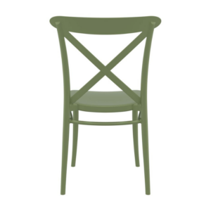 Cross back side chair in Olive - rear profile