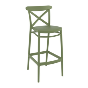 Etienne Bar Chair in Olive Front Profile