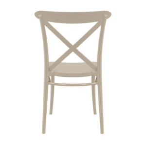 Cross back side chair in Taupe - Reverse side of chair