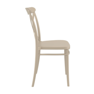 Cross back side chair in Taupe - side profile