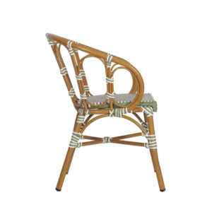 Cuba Outdoor Armchair in Green showing off the side profile