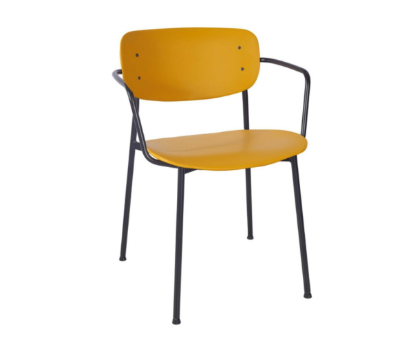 Marple Armchair with a Black Metal Frame and Mustard Shell