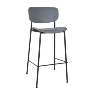 Marple Metal Bar Chair angle Profile Image in a Grey shell with a black frame