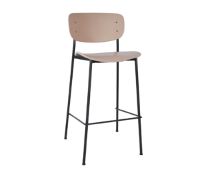 Marple Metal Bar Chair angle Profile Image in a Taupe shell with a black frame
