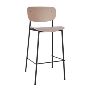 Marple Metal Bar Chair angle Profile Image in a Taupe shell with a black frame