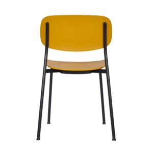 Rear image of the maprle side chair in a yellow finish with a black frame
