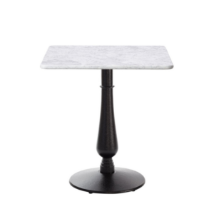 Complete Table with Square white marble table top and Manor Table Base