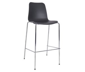 Trafford Bar Chair - Chrome Frame - Black