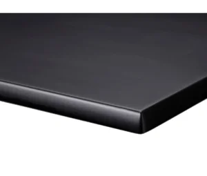 Werzalit table top with black corner detail
