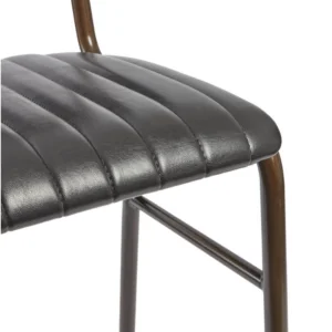 Vintage Bar Stool in Black showing faux leather seat pad