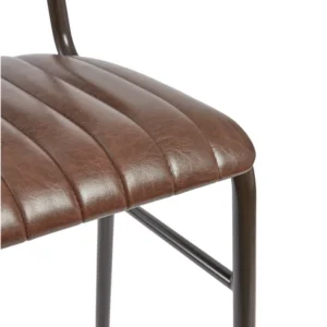 Vintage Bar Stool in Brown showing faux leather seat pad