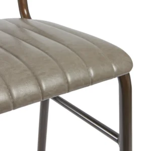 Vintage Bar Stool in silver showing faux leather seat pad