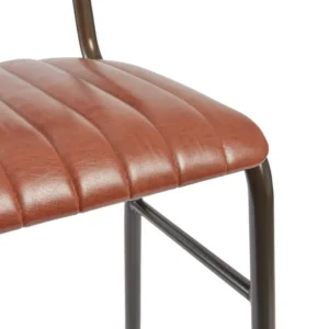 Vintage Bar Stool in Tan showing faux leather seat pad